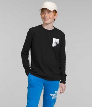 The North Face Long Sleeve Baskılı Tişört Erkek Çocuk Siyah | TÜRKIYE CHRM