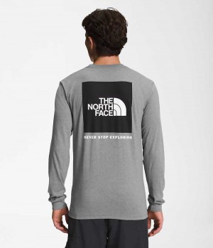 The North Face Long Sleeve Box NSE Tişört Erkek Gri | TÜRKIYE TXWJ