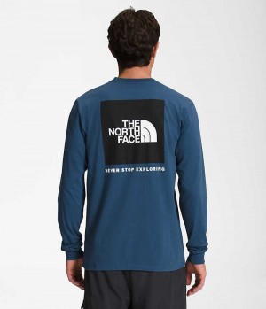 The North Face Long Sleeve Box NSE Tişört Erkek Mavi | TÜRKIYE BXGE