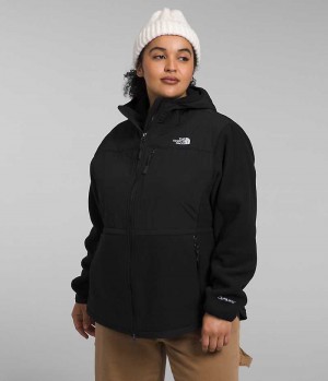 The North Face Plus Denali Hoodie Polar Ceketler Kadın Siyah | TÜRKIYE SYFP