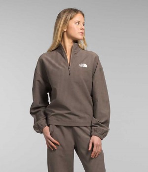 The North Face Tekware™ Grid 1/4 Zip Sweatshirt Kadın Kahverengi | TÜRKIYE LSPC