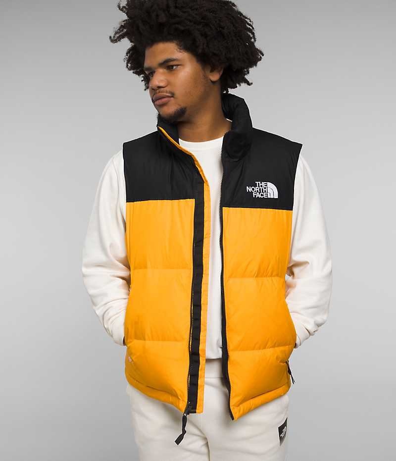 The North Face 1996 Retro Nuptse Aşağı Yelek Erkek Altın Siyah | TÜRKIYE VMAX