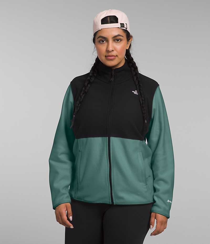 The North Face Plus Alpine Polartec® 100 Polar Ceketler Kadın Siyah Yeşil | ISTANBUL JZFV