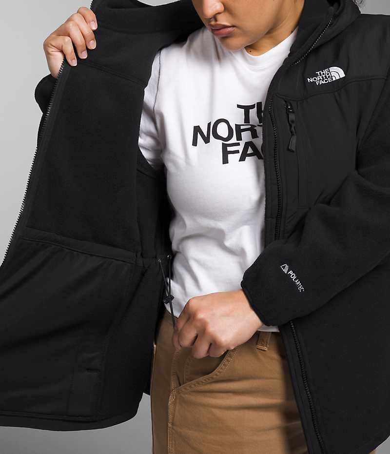 The North Face Plus Denali Hoodie Polar Ceketler Kadın Siyah | TÜRKIYE SYFP