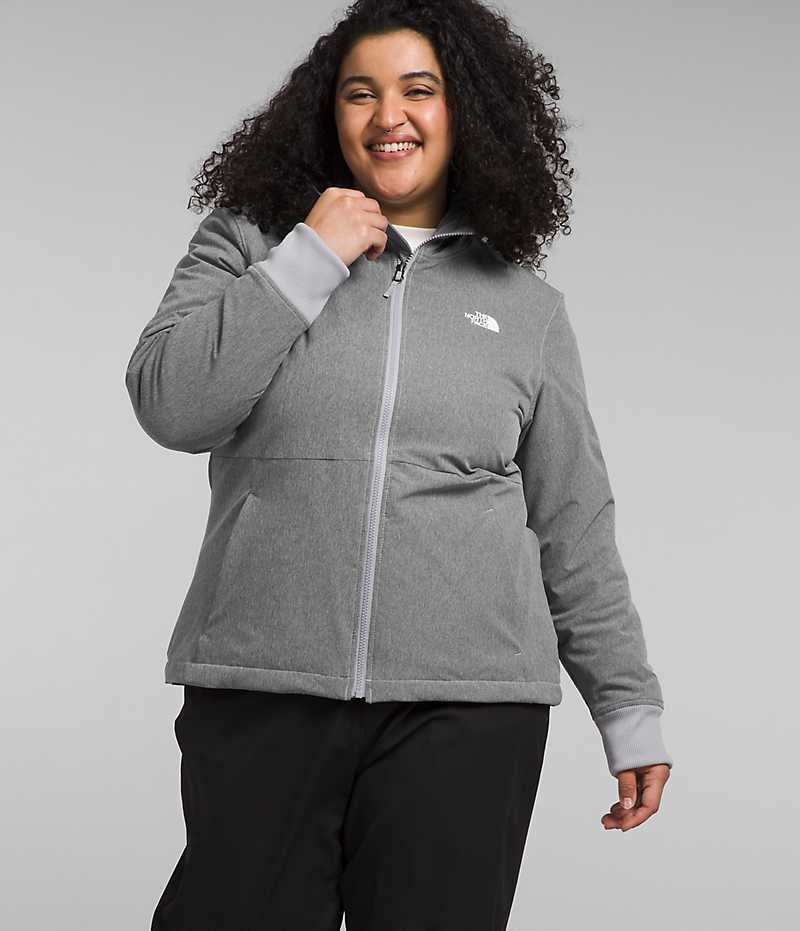 The North Face Plus Shelbe Raschel Hoodie Softshell Ceket Kadın Gri | ISTANBUL EISK