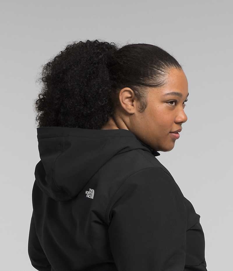 The North Face Plus Shelbe Raschel Hoodie Softshell Ceket Kadın Siyah | TÜRKIYE RQFW