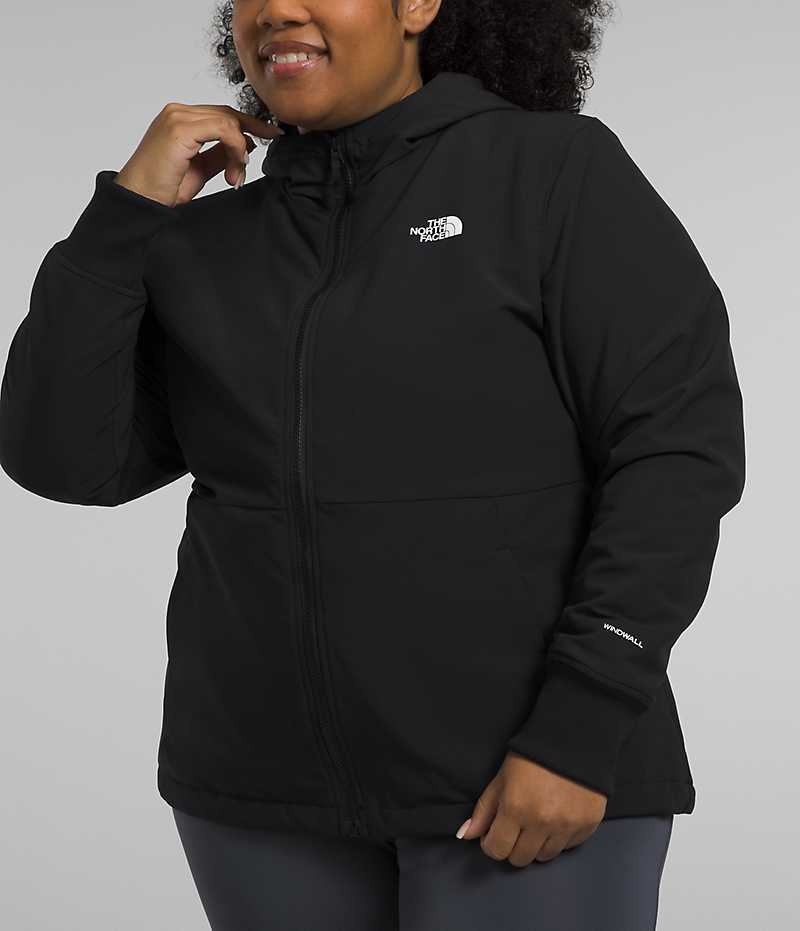 The North Face Plus Shelbe Raschel Hoodie Softshell Ceket Kadın Siyah | TÜRKIYE RQFW