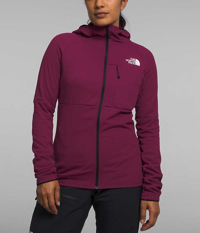 The North Face Summit Series FUTUREFLEECE™ Full-Zip Hoodie Polar Ceketler Kadın Bordo | TÜRKIYE ELRU