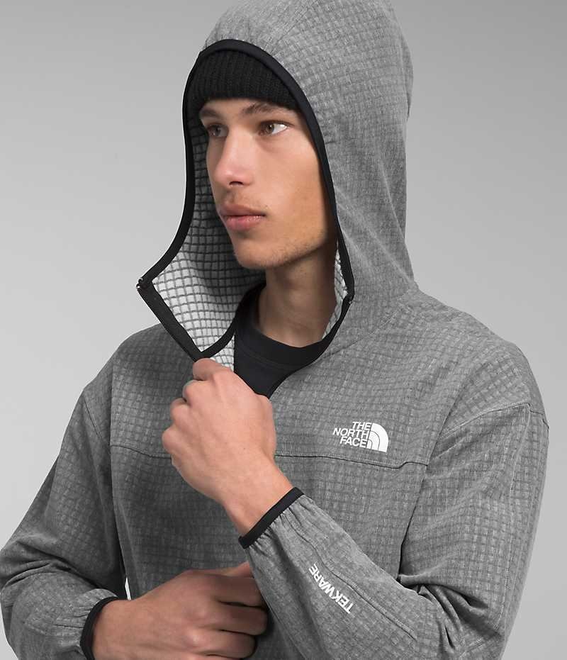 The North Face Tekware™ Grid Hoodie Polar Ceketler Erkek Gri | ISTANBUL RQIA