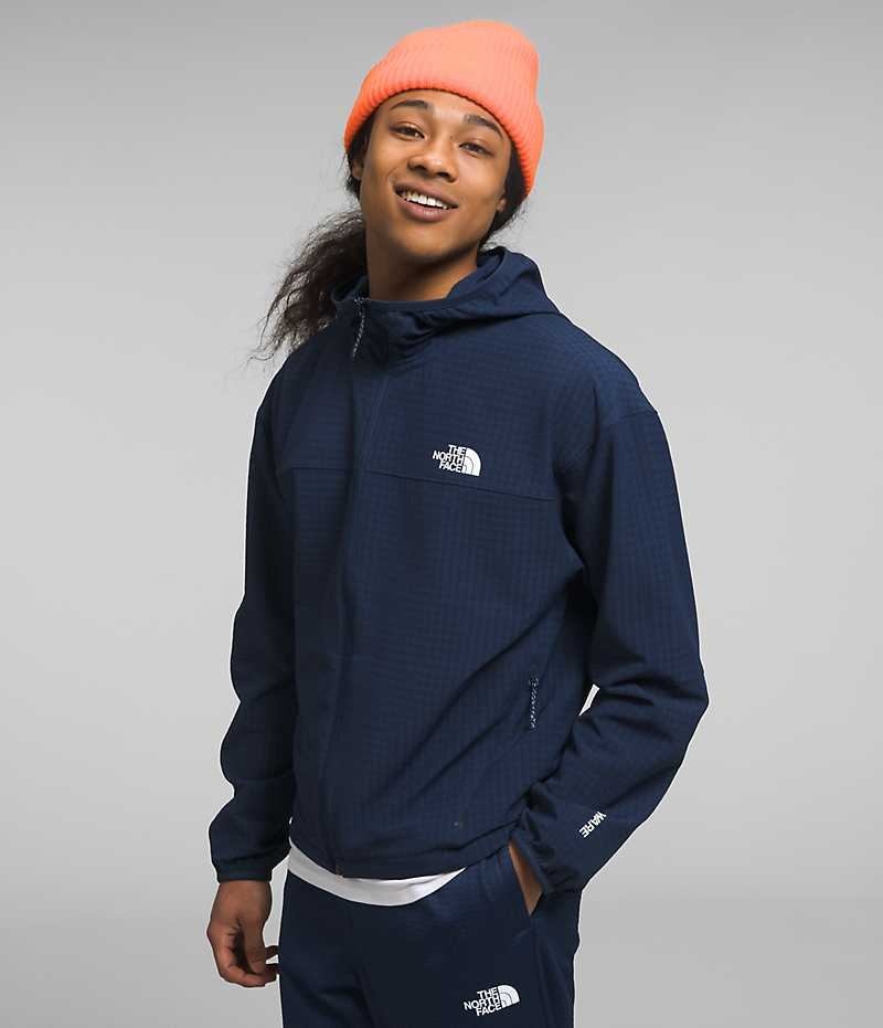 The North Face Tekware™ Grid Hoodie Polar Ceketler Erkek Lacivert | TÜRKIYE AIWU