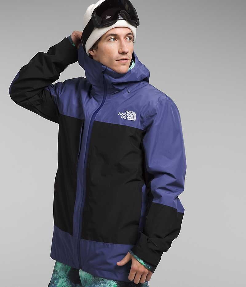 The North Face ThermoBall™ Eco Snow Triclimate® Kapüşonlu Ceket Erkek Mavi Siyah | TÜRKIYE VYIR